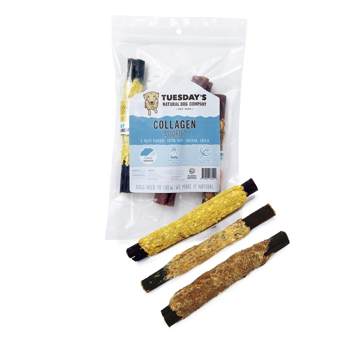 6" Collagen Sticks Variety Pack (3 Pcs) with Beef, Chicken and Cheese