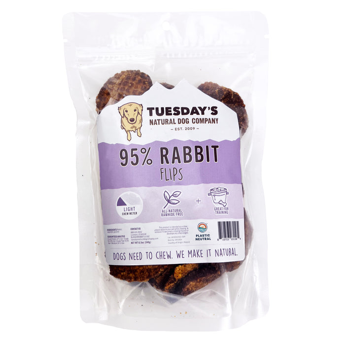 95% Rabbit Flips - 8.5 oz — WHOLESALE - Tuesday's Natural Dog Company