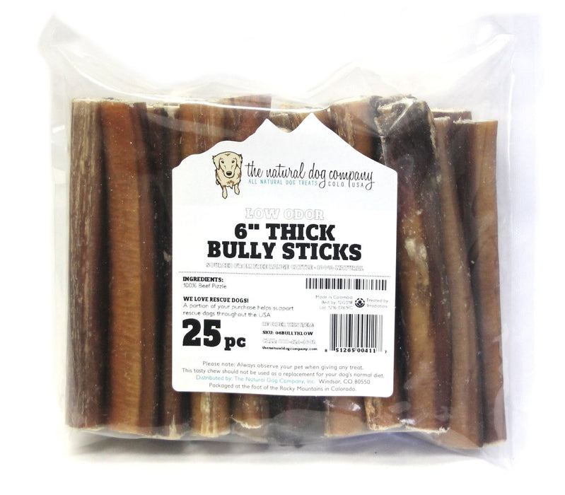 6" Thick Bully Sticks - Low Odor